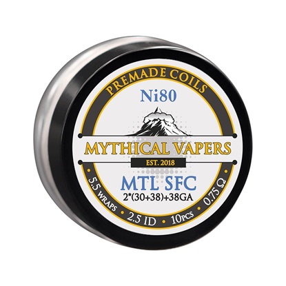 Снимка на Mythical Vapers Premade Coils MTL Staggered Fused Clapton Ni80 0.75ohm