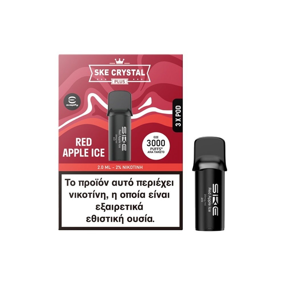 Picture of SKE Crystal Plus Pod Red Apple Ice 20mg 2ml (3 Pods)