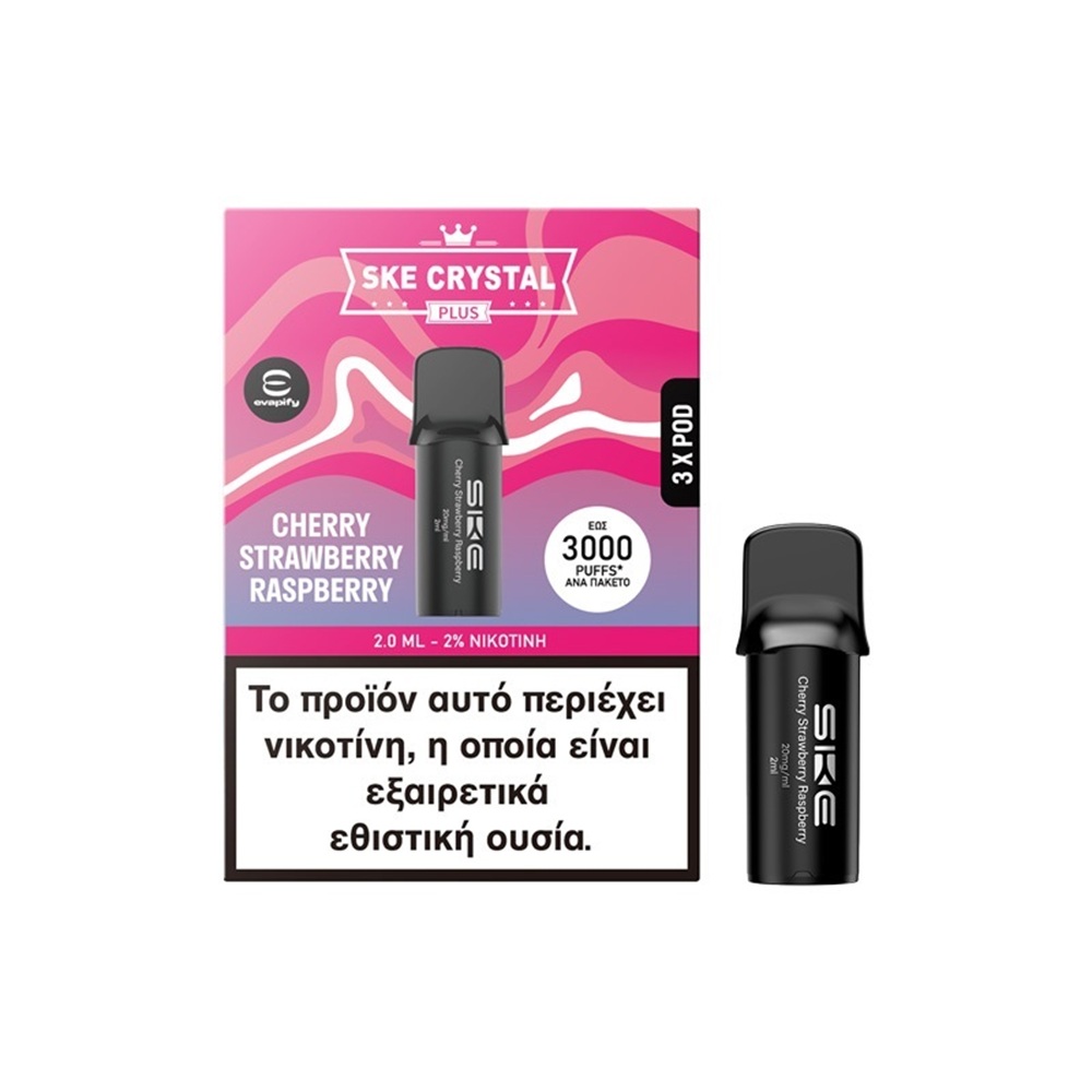 Picture of SKE Crystal Plus Pod Cherry Strawberry Raspberry 20mg 2ml (3 Pods)